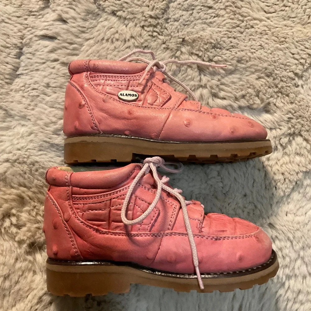 Alamos Leather Lace Up Chukka Boots Leather Pink Size 9 Toddler Western Cowgirl‎